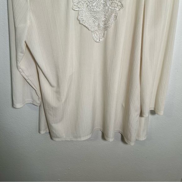 Emma & Olive Open Front Cascade Cardigan White Lace XL - Picture 6 of 7
